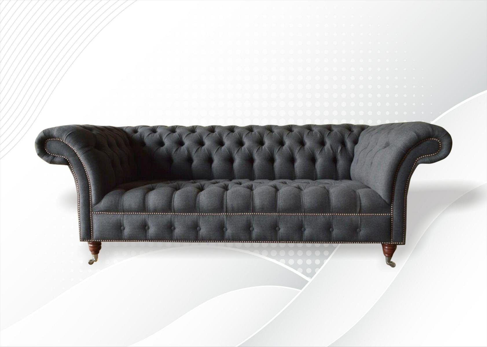Dunkelgrauer Chesterfield-Sofa Design Modernes Made in JVmoebel Dreisitzer 3-er Europe Chesterfield Neu,