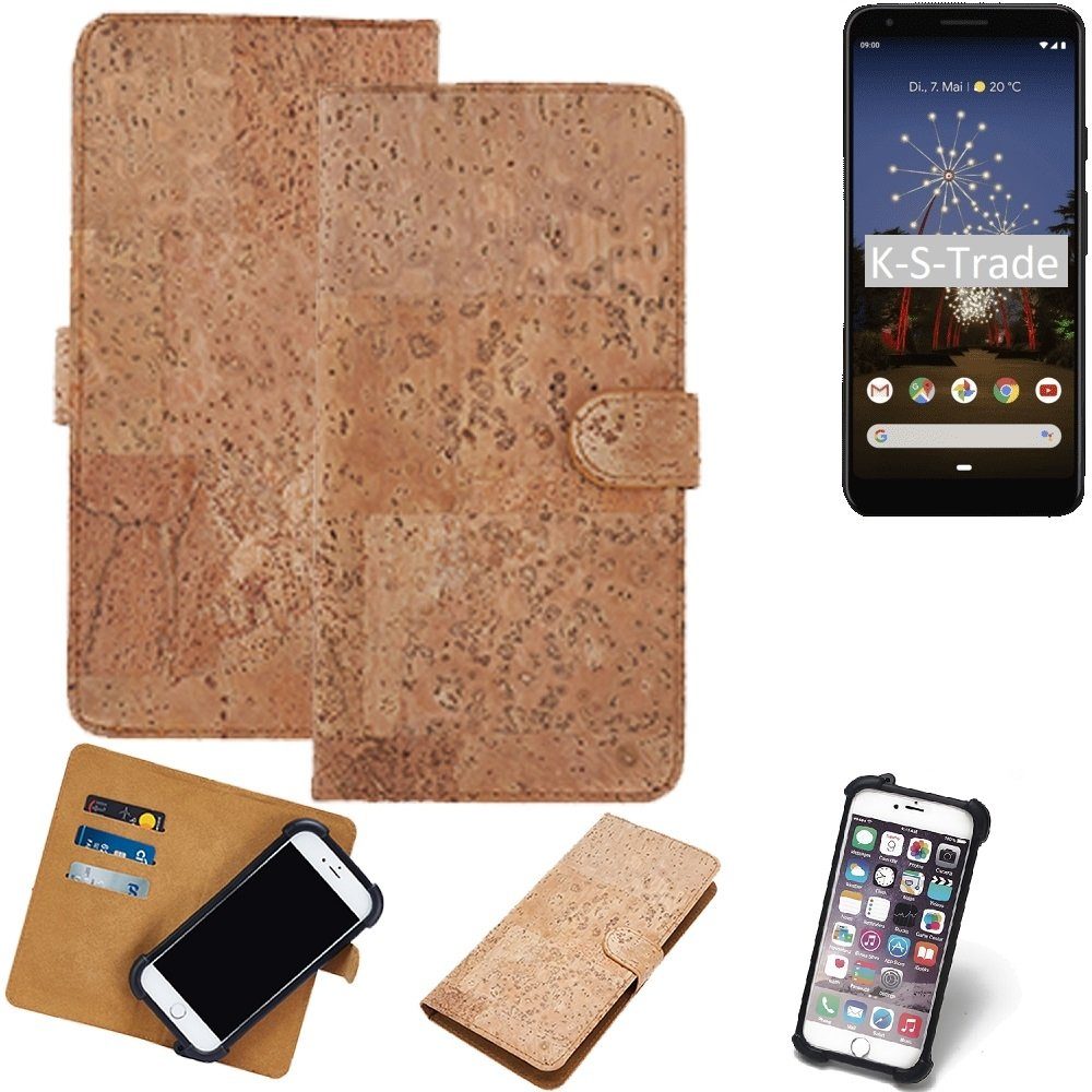 K-S-Trade Handyhülle für Google Pixel 3a XL, Hülle - Kork Handyhülle Cover - Schutzhülle TPU Case Bumper in
