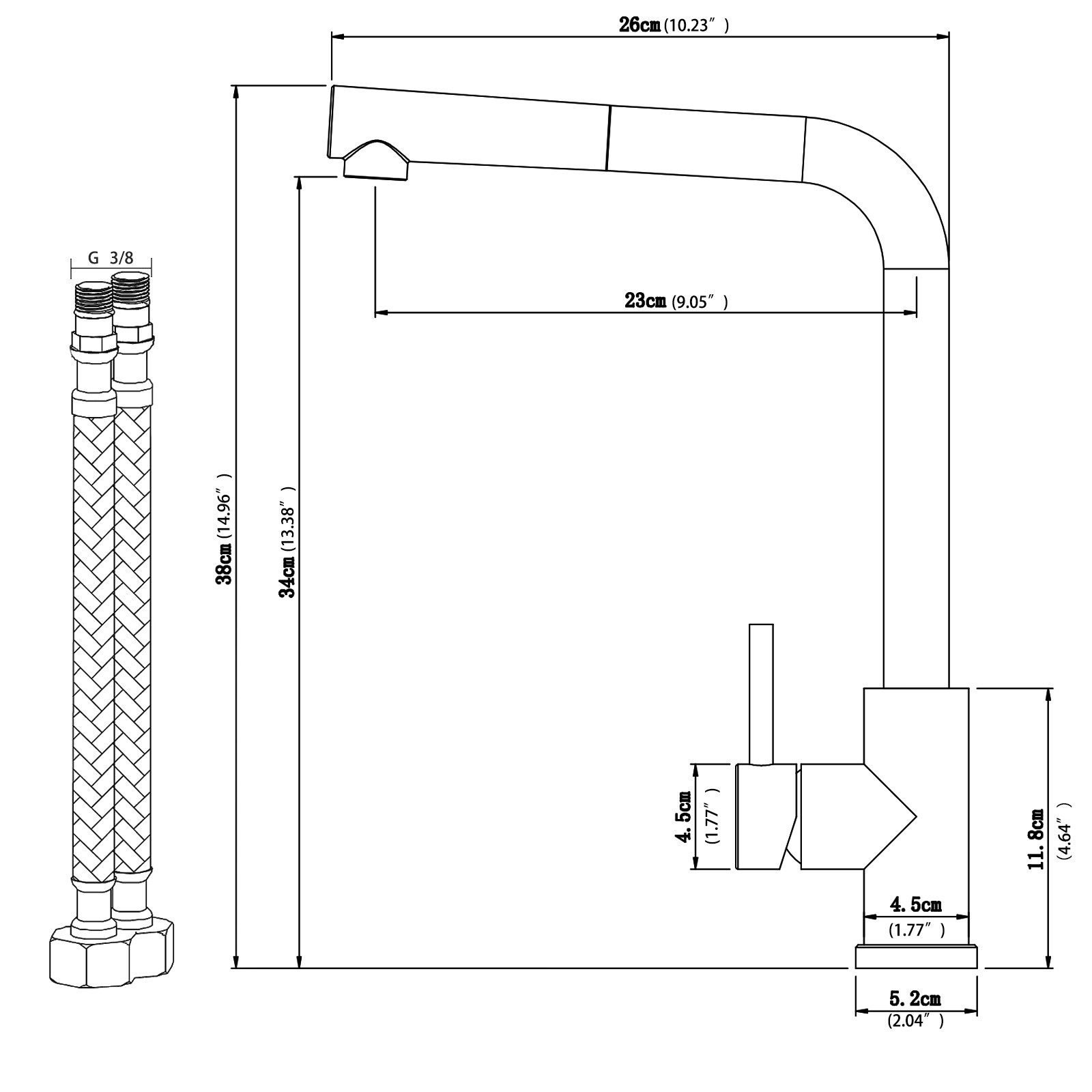 AICA Küchenarmatur Wasserhahn Küche Hochdruck, 360° schwenkbar & ausziehbar, Edelstahl mit 2 Strahlarten, 40cm Auszug & Mischbatterie für alle Spülbecken – Bild 2 von 5