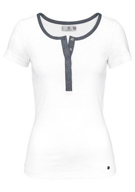 AJC T-Shirt mit Knopfleiste aus leichtem Chambray im Denim-Design