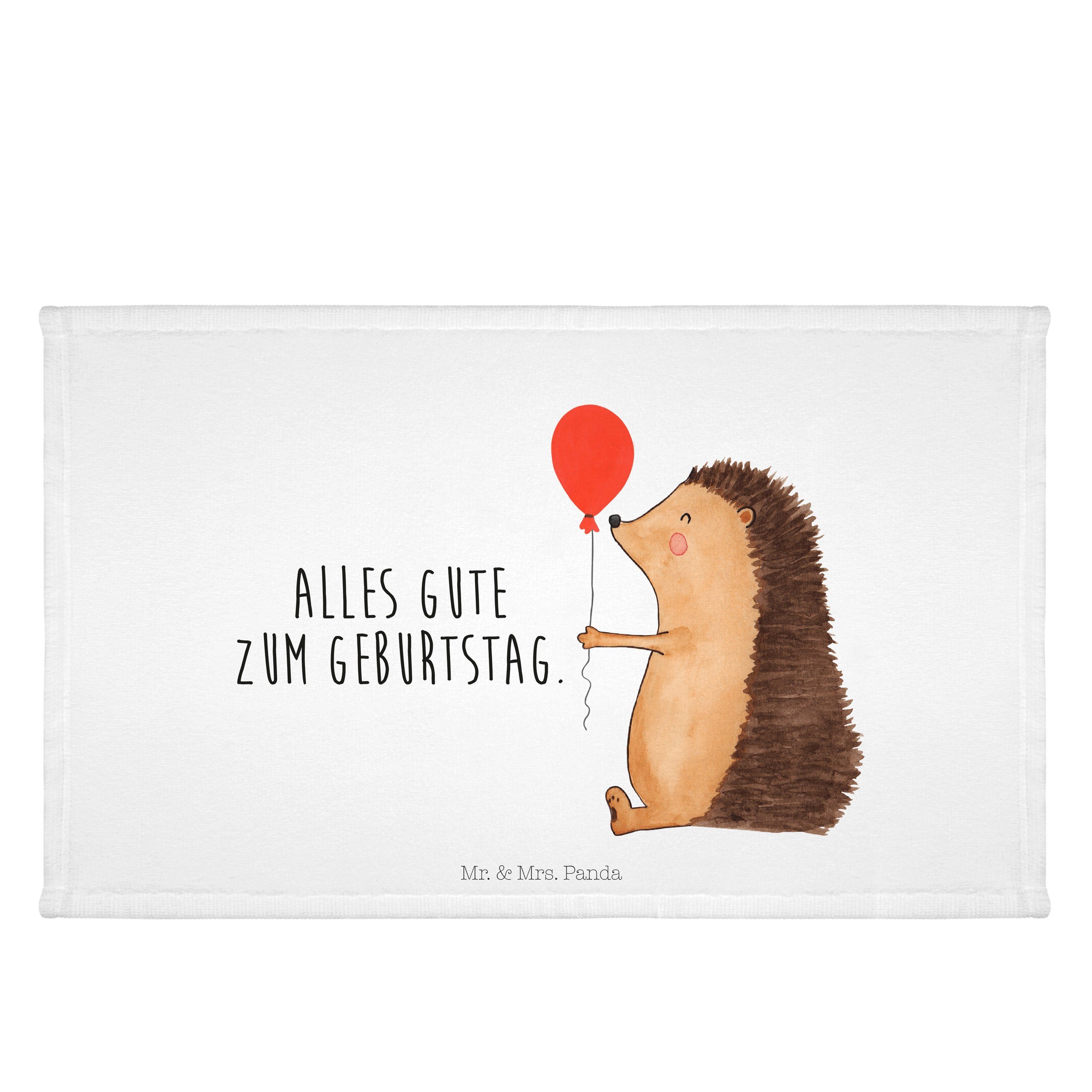 Mr. & Mrs. Panda Handtuch Igel mit Luftballon - Weiß - Geschenk, Frottier, Tiermotive, Tiere, G, (1-St)