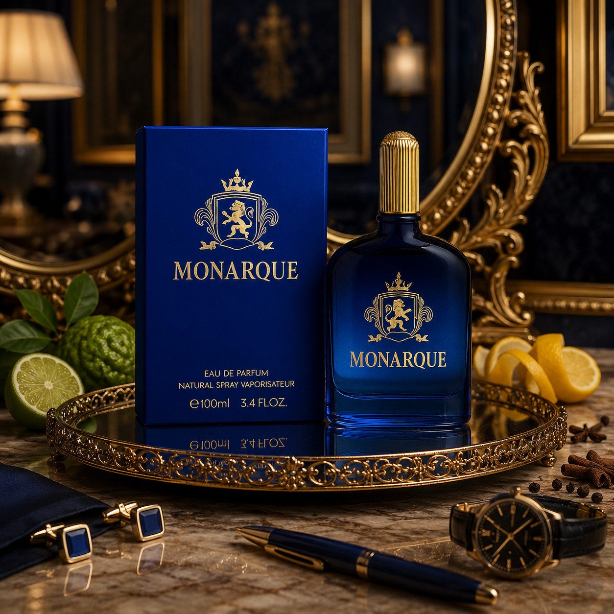 Fine Perfumery London Eau de Parfum Monarque For Him Herrenduft Zitrisch Würzig 100 ml, Hergestellt in Uk, Herrenduft