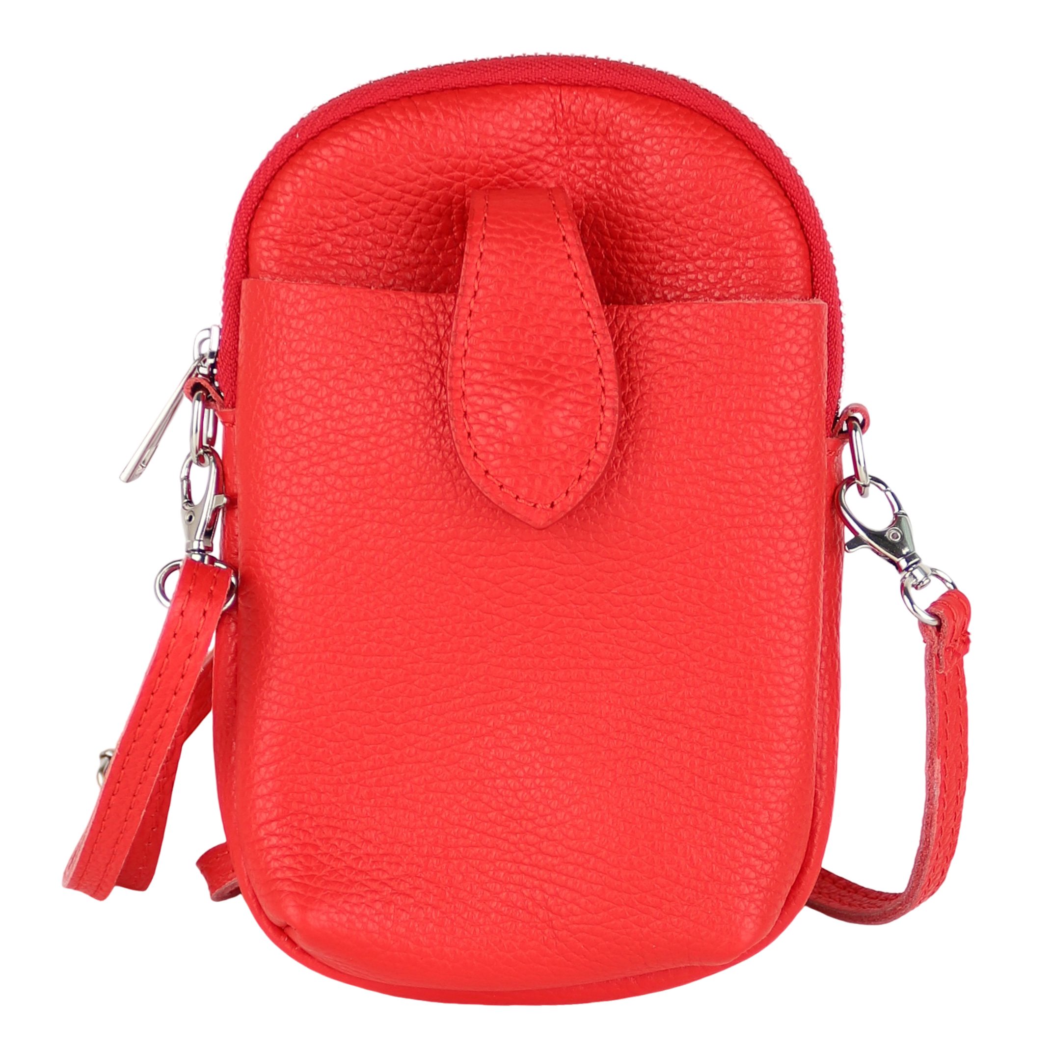 MIRROSI Handytasche Damen Kleine Umhängetasche aus Echtleder Made in Itlay (ca. 14x21x3cm), Mini Handytasche zum Umhängen, Handy Tasche