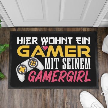 Fußmatte Hier Wohnt Ein Gamer Gamergirl Geschenk Fußmatte Zocker Geschenkidee L, Trendation