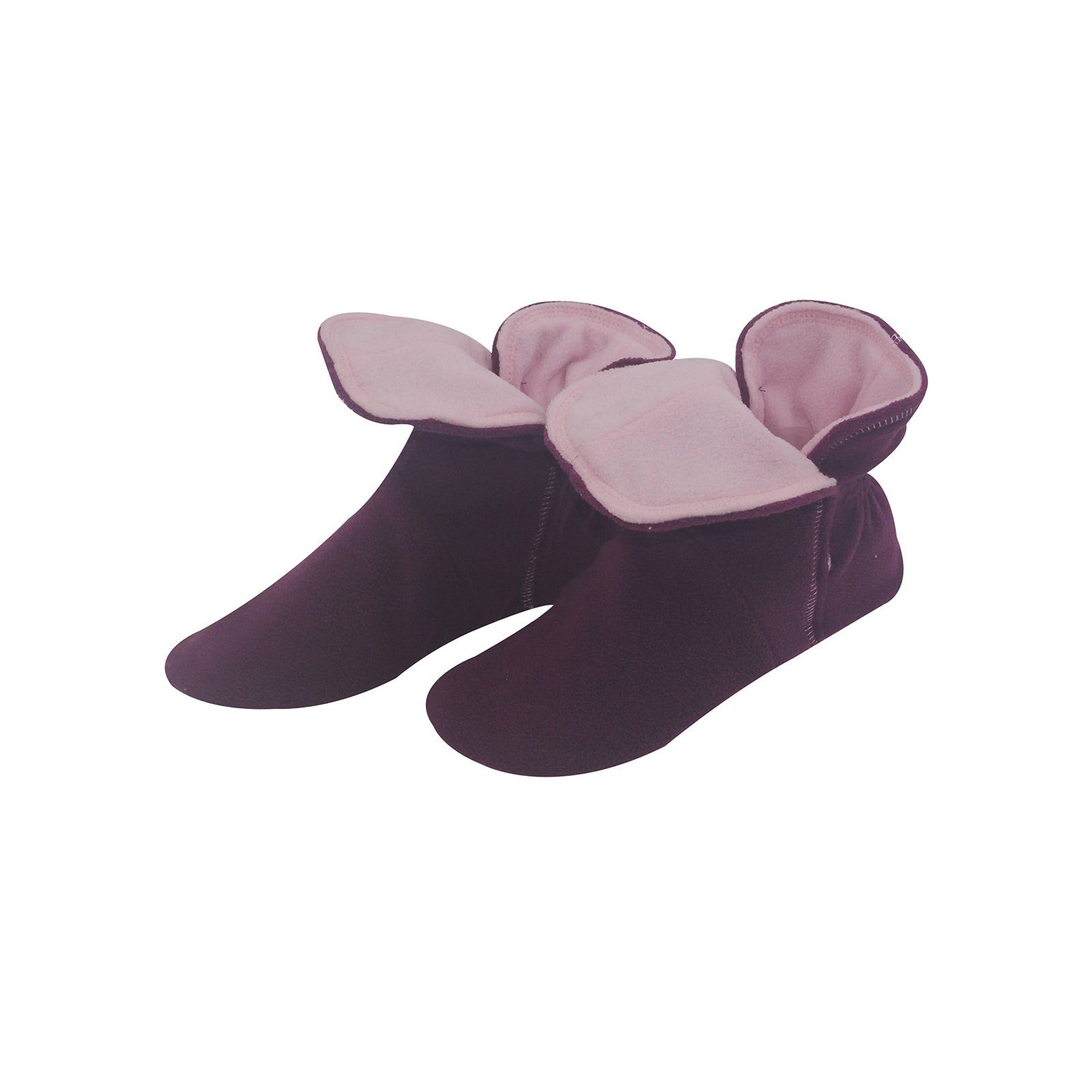 RAIKOU Hausstiefel Hüttenschuhe Stoppersocken für Damen Herren und Kinder  Hausschuh (aus Miro Fleece Super Flauschige) mit ABS und Rutschfester Sohle Granat/Rosa