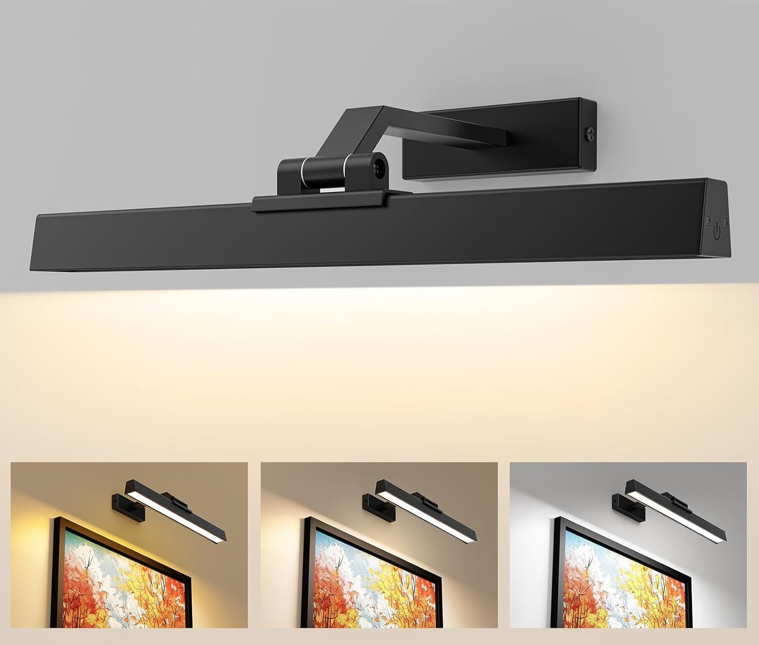 AIBOO Wandleuchte Aufladbare LED Wandleuchte mit Fernbedienung, Magnetische Montage, LED fest integriert, Warmweiß, Neutralweiß, Kaltweiß, 3 CCT Farbtemperaturen, 40cm/60cm, für Foto‑& Kunstbeleuchtung