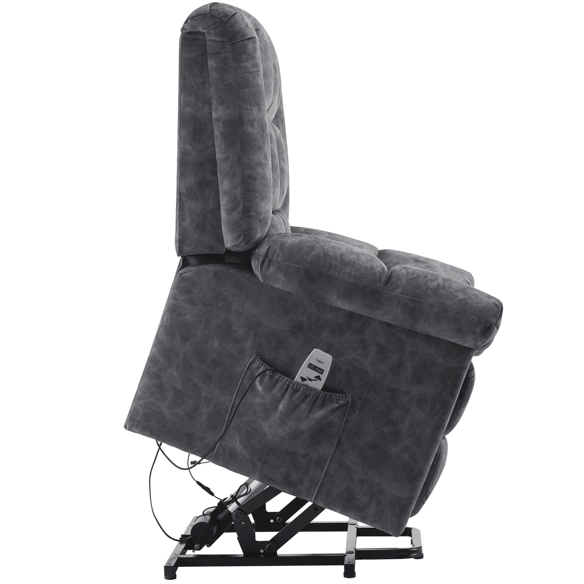 TV-Sessel (Fernsehsessel mit Aufstehhilfe, elektrisch Relaxsessel mit Fernbedienung, bis 130 kg belastbar), Massagesessel mit Liegefunktion, Wärmefunktion und Vibrationsmassage