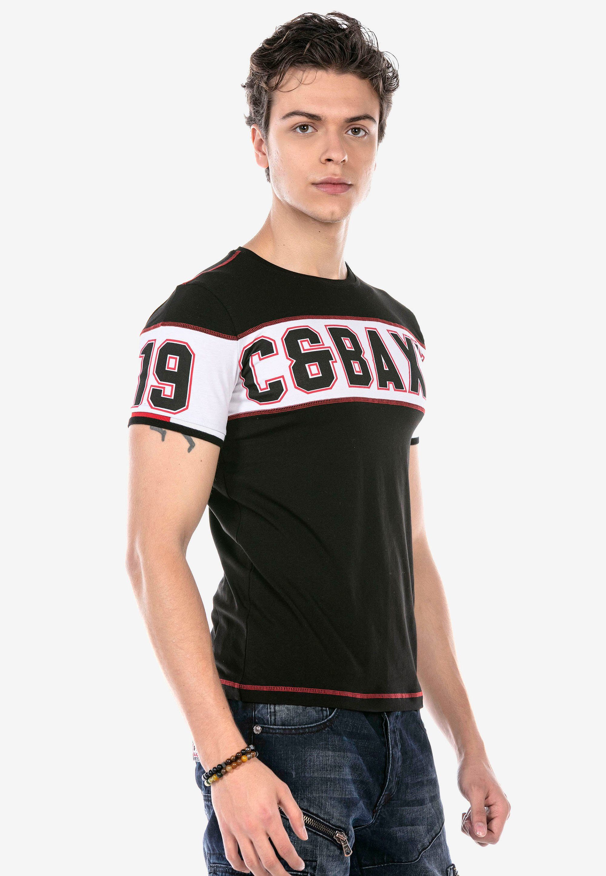 Cipo & T-Shirt auffälligem schwarz Print mit Baxx