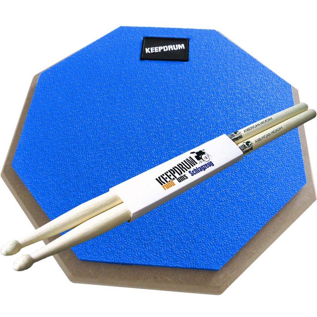 Schlagzeug keepdrum DP-BL8 Drum Practice Pad Blau mit Sticks