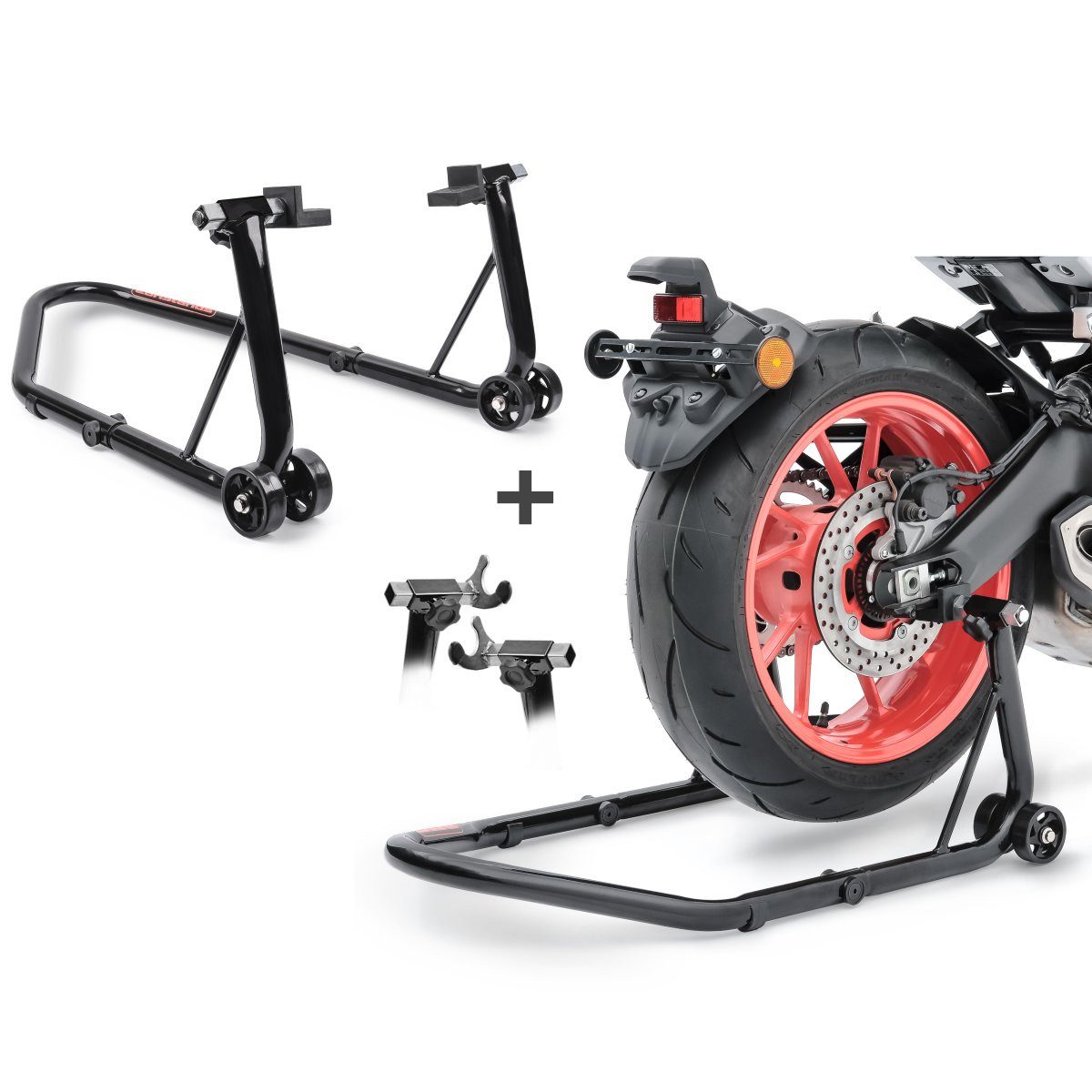 Motorradheber Montageständer Hinterrad # Universal-Racing S schwarz (Paar)