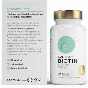 Cosphera Körperpflegemittel Cosphera Biotin Tabletten - Hochdosiert mit 10.000, 1-tlg.