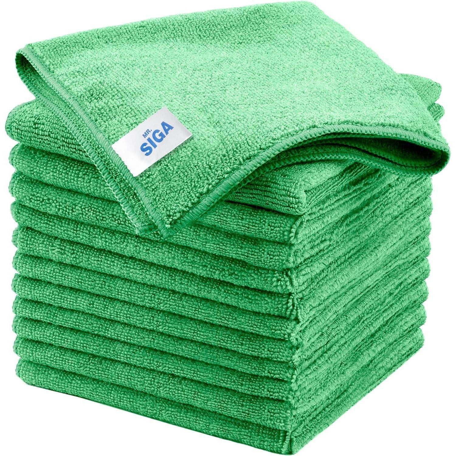 Mikrofaser Reinigungstuch 12er Set Grün 32x32cm streifenfreie Allzweck Mikrofasertuch