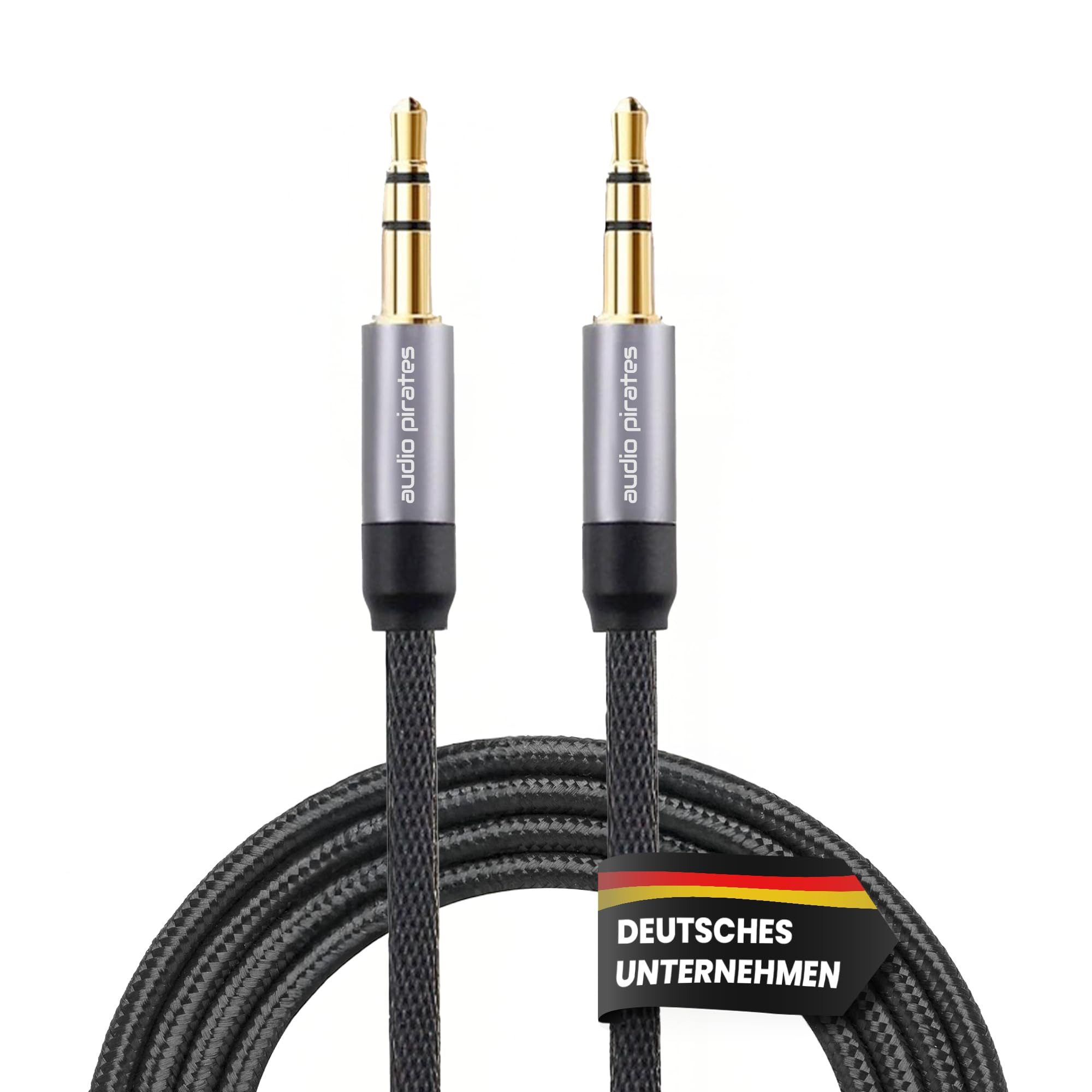 audio pirates Klinkenkabel 3,5mm AUX 2x geschirmt Audio-Kabel, 3,5-mm-Klinke, (50 cm), 24K vergoldet - Allround-Klasse von audio pirates