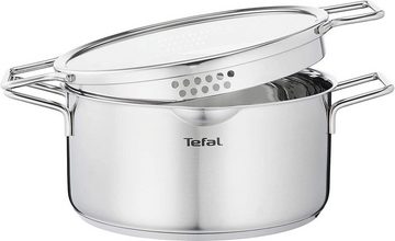 Tefal Topf-Set Nordica, Edelstahl (Topfset, 6-tlg., Topfset 20, 24 cm Kochtopf, zwei Deckel, Stielkasserolle 16cm + Deckel)