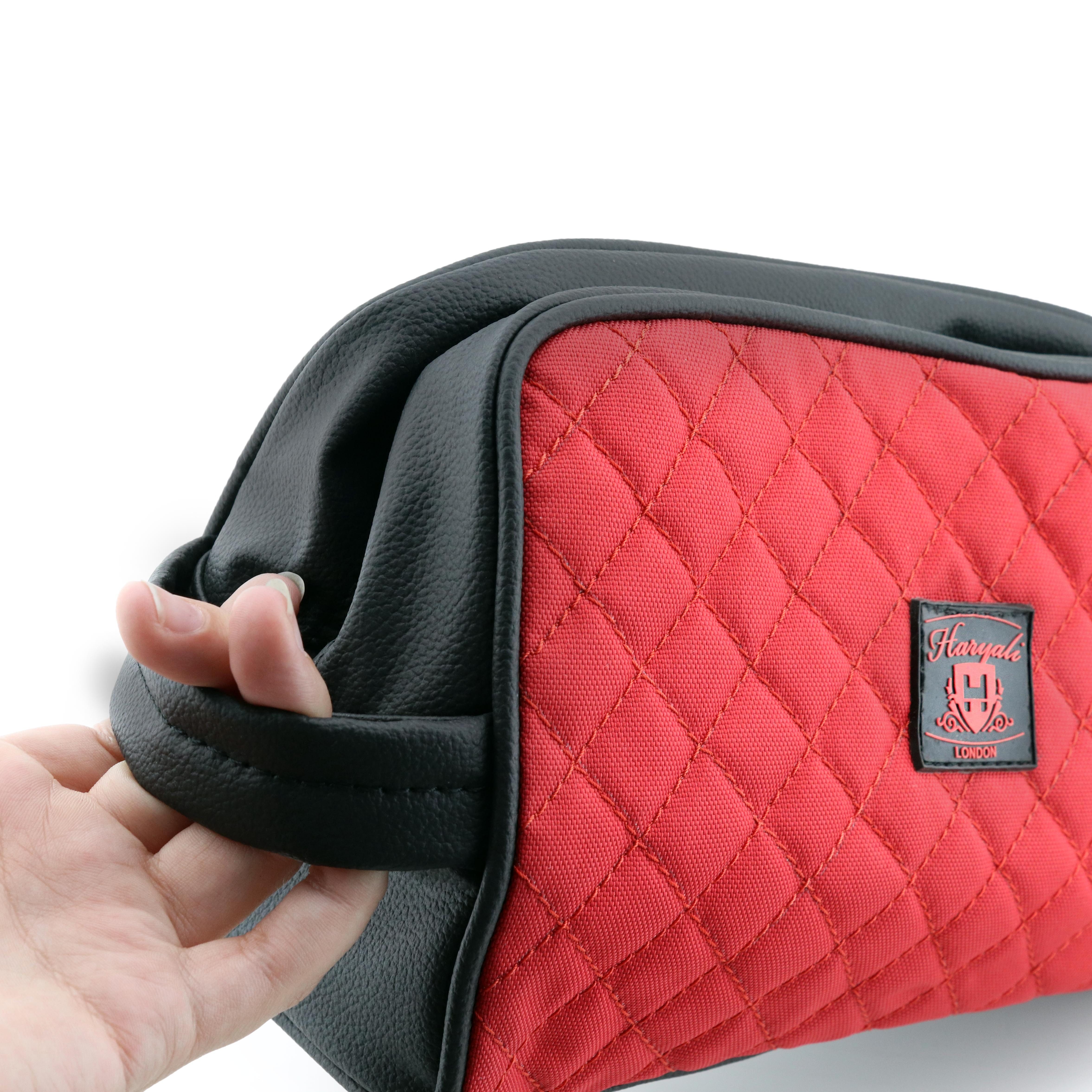 Haryali London Kulturbeutel Reiseset Kosmetiktasche wasserabweisend Essential Bag für Unisex (1-tlg., Reißverschluss und Magnetverschluss), Aus Rindsleder und Canvas für einen edlen Look