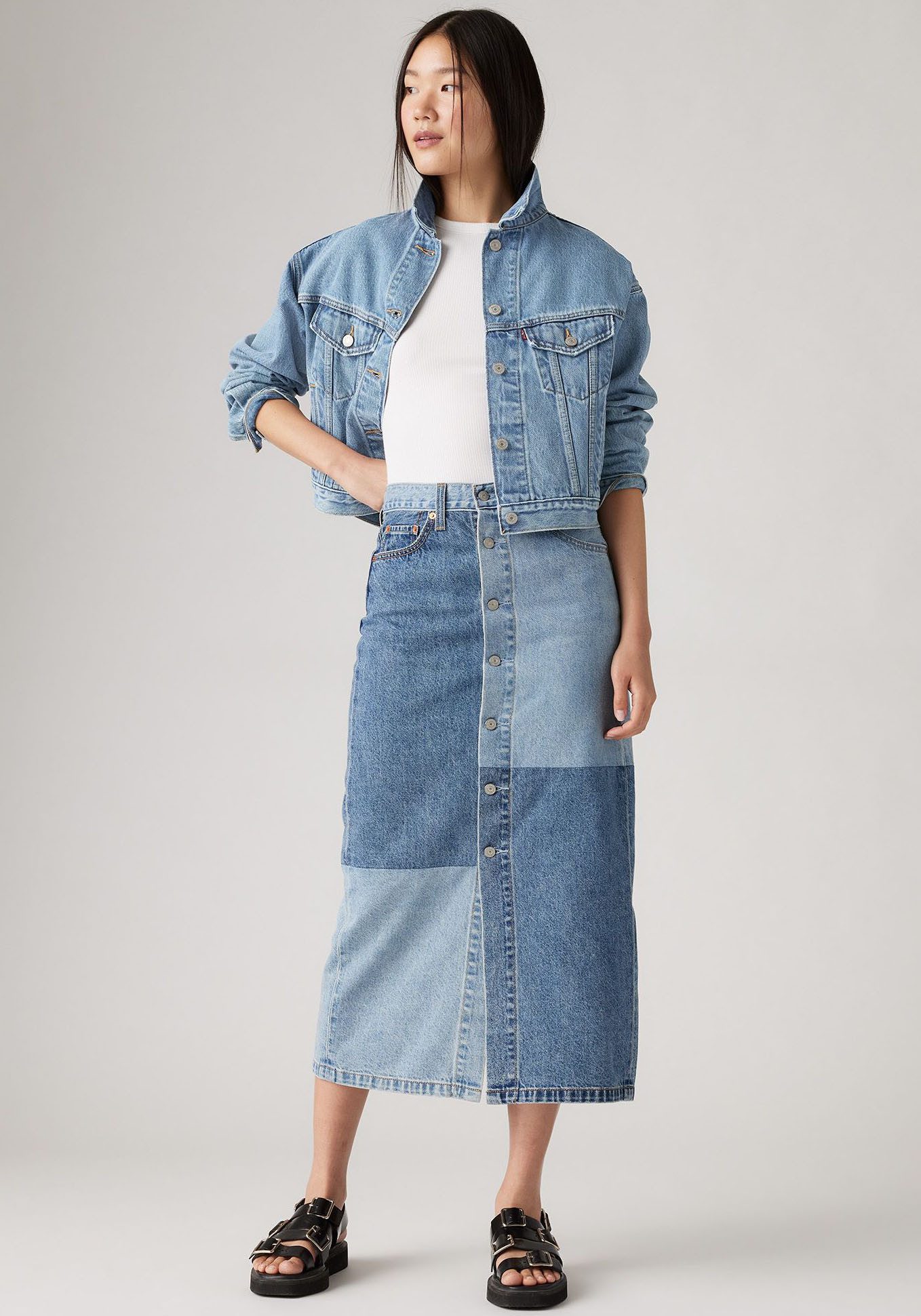 Levi's® Midirock BUTTON MIDI SKIRT PAT mit Knopfleiste
