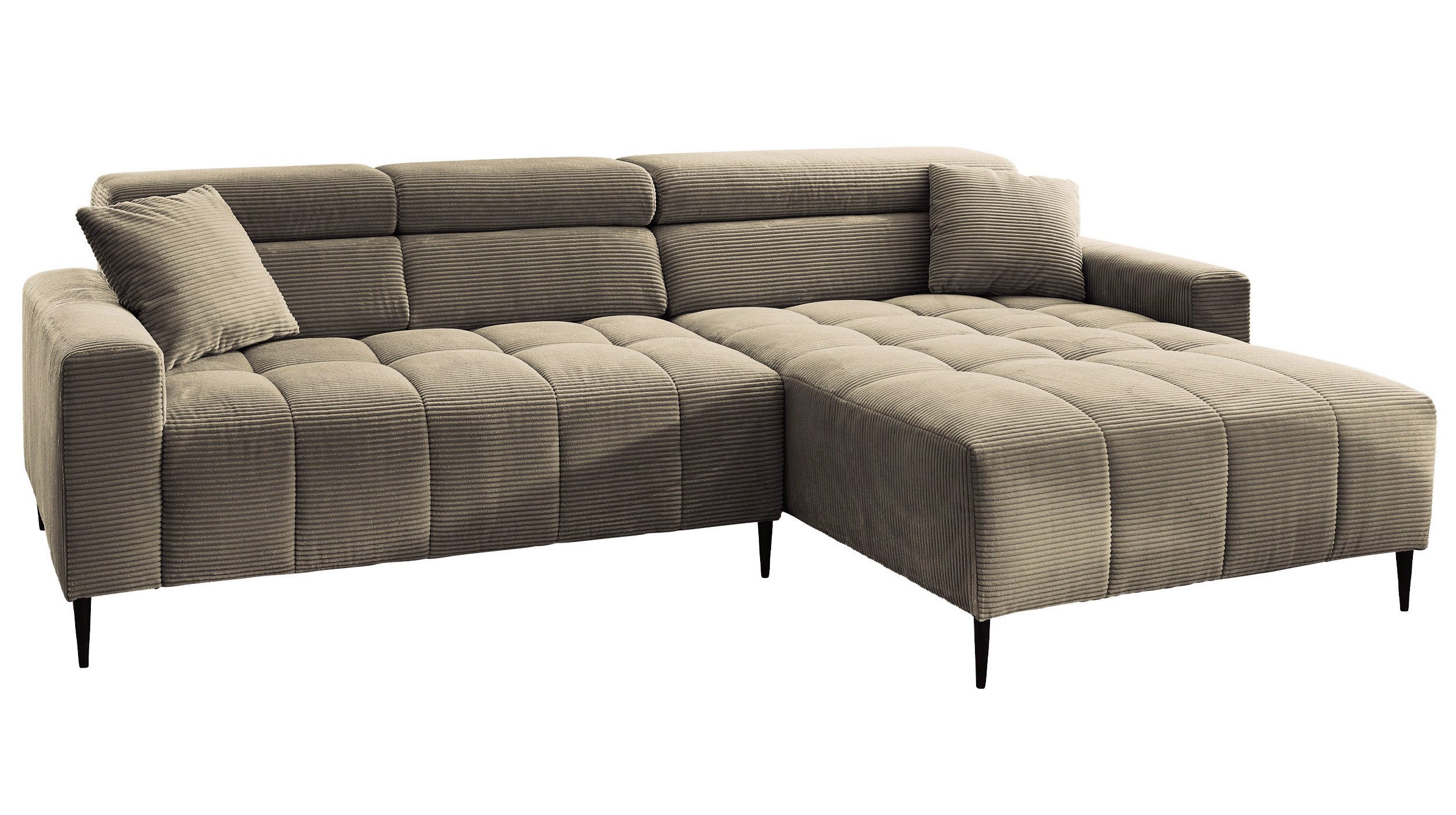 Massivart® Ecksofa Cord 256 cm / Cordsofa / Sitztiefen- & Kopfteilverstellu günstig online kaufen