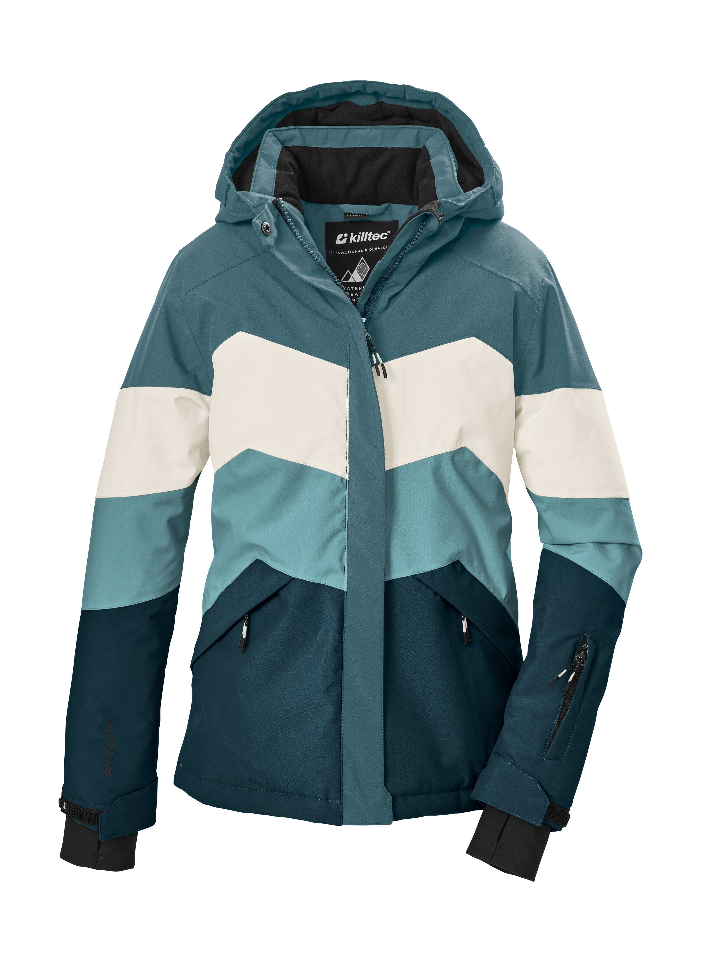 Killtec Skijacke KSW 188 GRLS SKI JCKT Kinder Skijacke: wasserdicht, atmungsaktiv, verstellbar, Colourblock