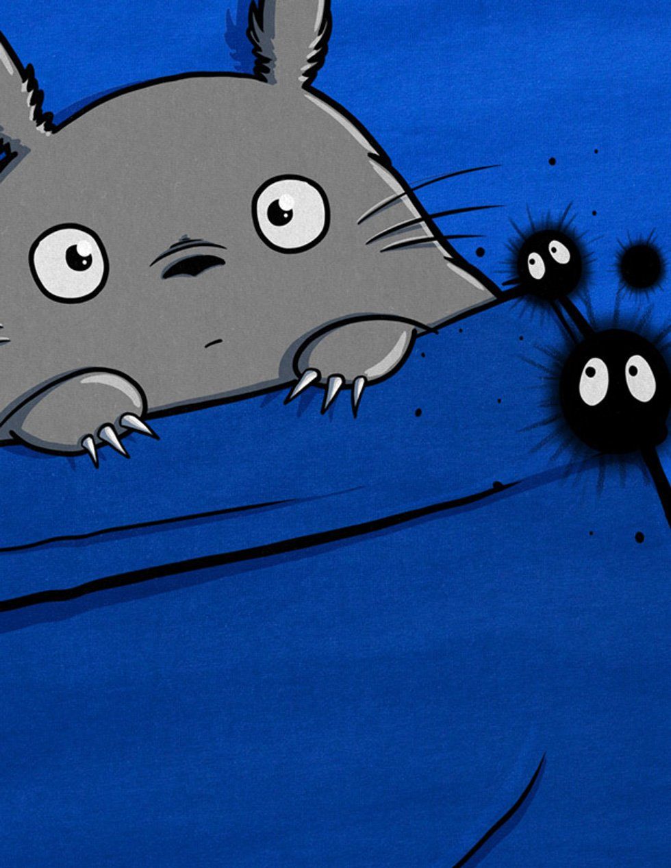 nachbar no Totoro Kinder mein Brusttasche Print-Shirt blau style3 neko tonari T-Shirt anime