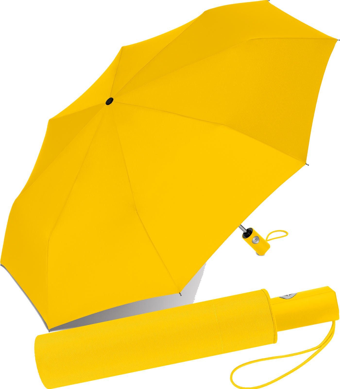 RS-Versand Taschenregenschirm schöner stabiler Regenschirm mit Auf-Zu-Automatik, für Damen und Herren, in vielen modischen Farben gelb | Taschenschirme