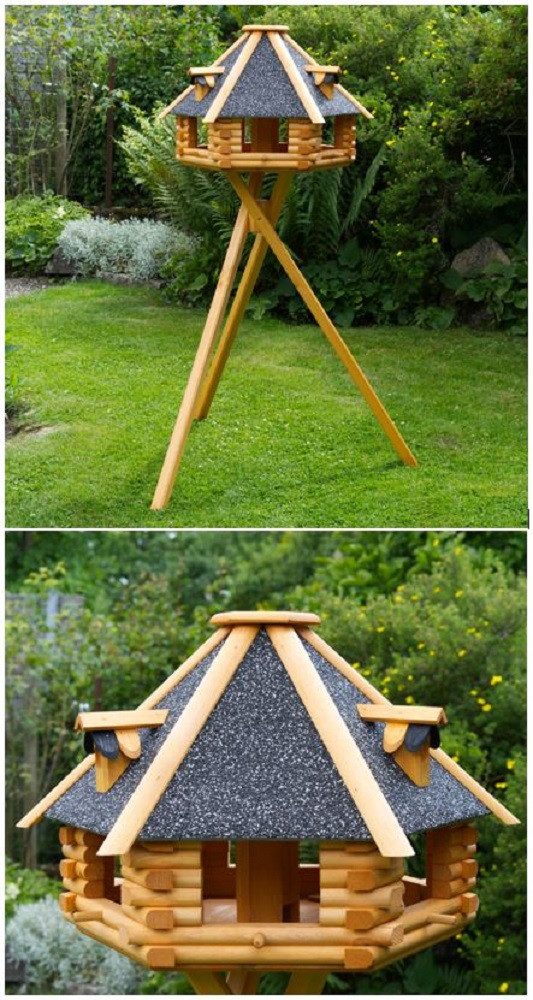 Vogelhaus XXL Luxus Vogelhaus wahlweise mit Ständer und Solarbeleuchtung