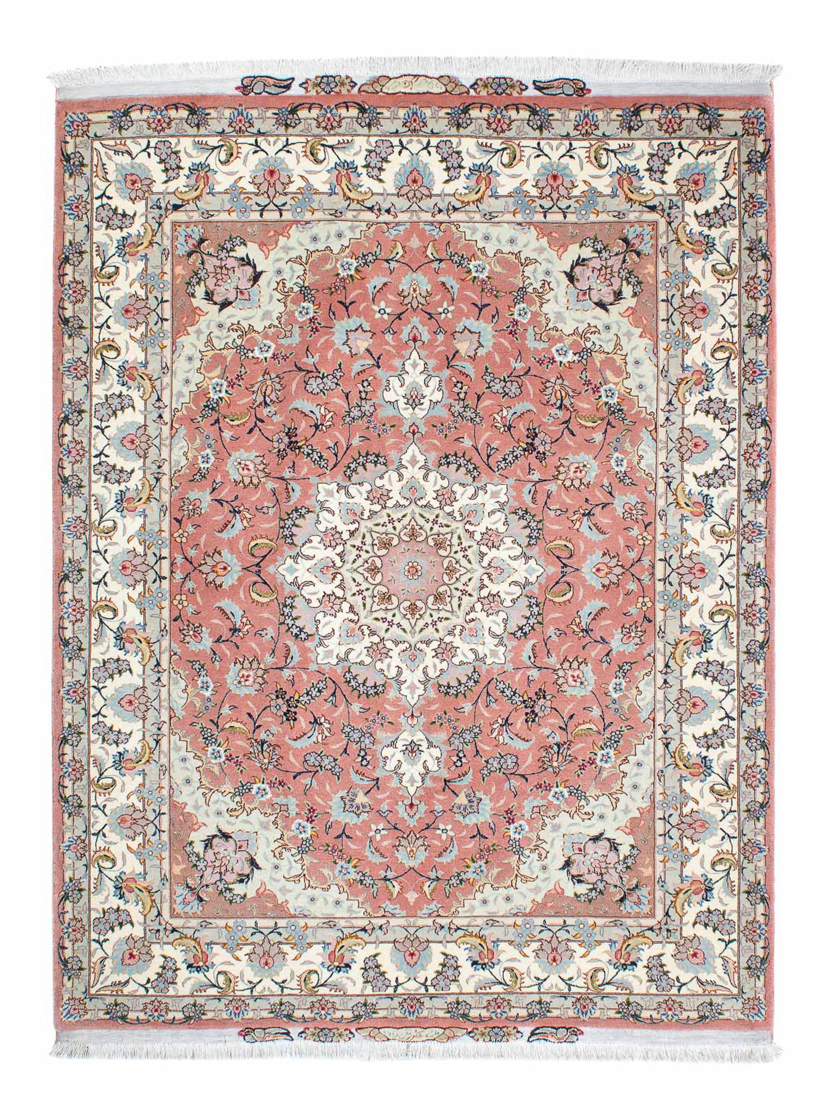 Zertifikat 154 Orientteppich Perser cm Einzelstück morgenland, rosa, x - Höhe: 7 Royal rechteckig, 204 - Handgeknüpft, - mit mm, Wohnzimmer, Täbriz -