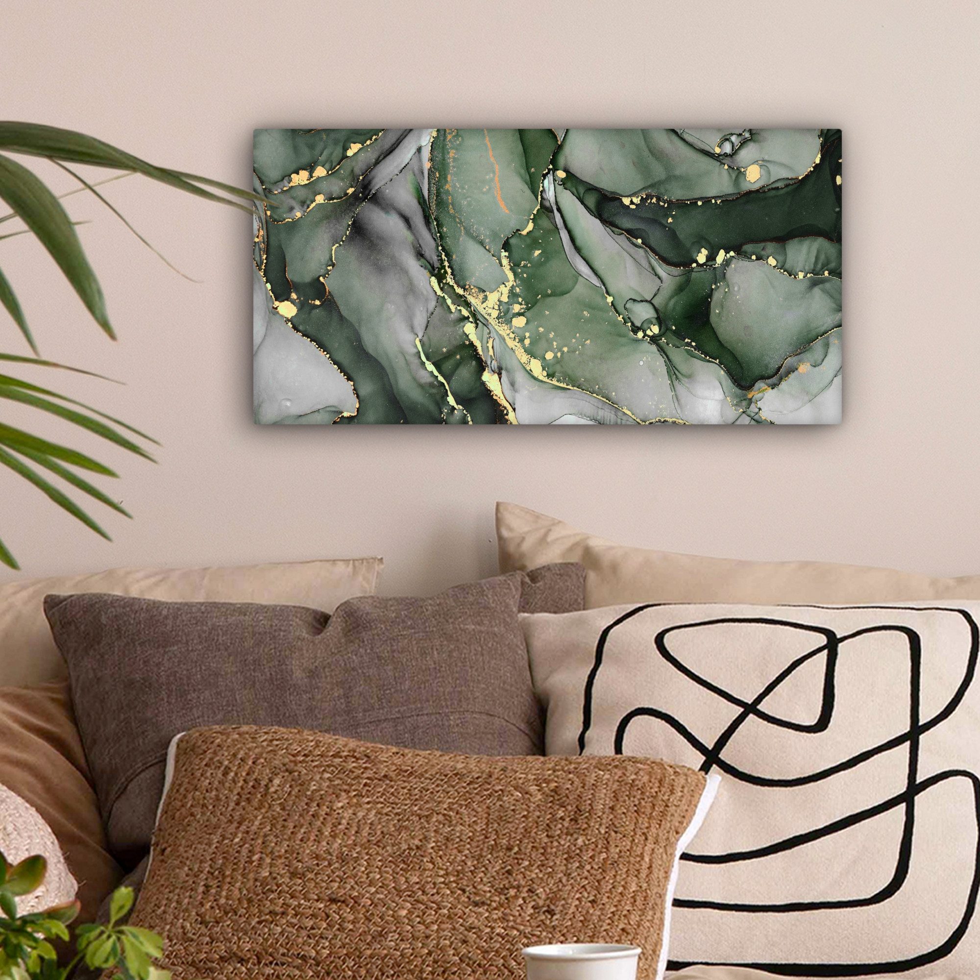 OneMillionCanvasses® Leinwandbild Panorama Luxus - Marmor - Grün, Fotodruck günstig online kaufen