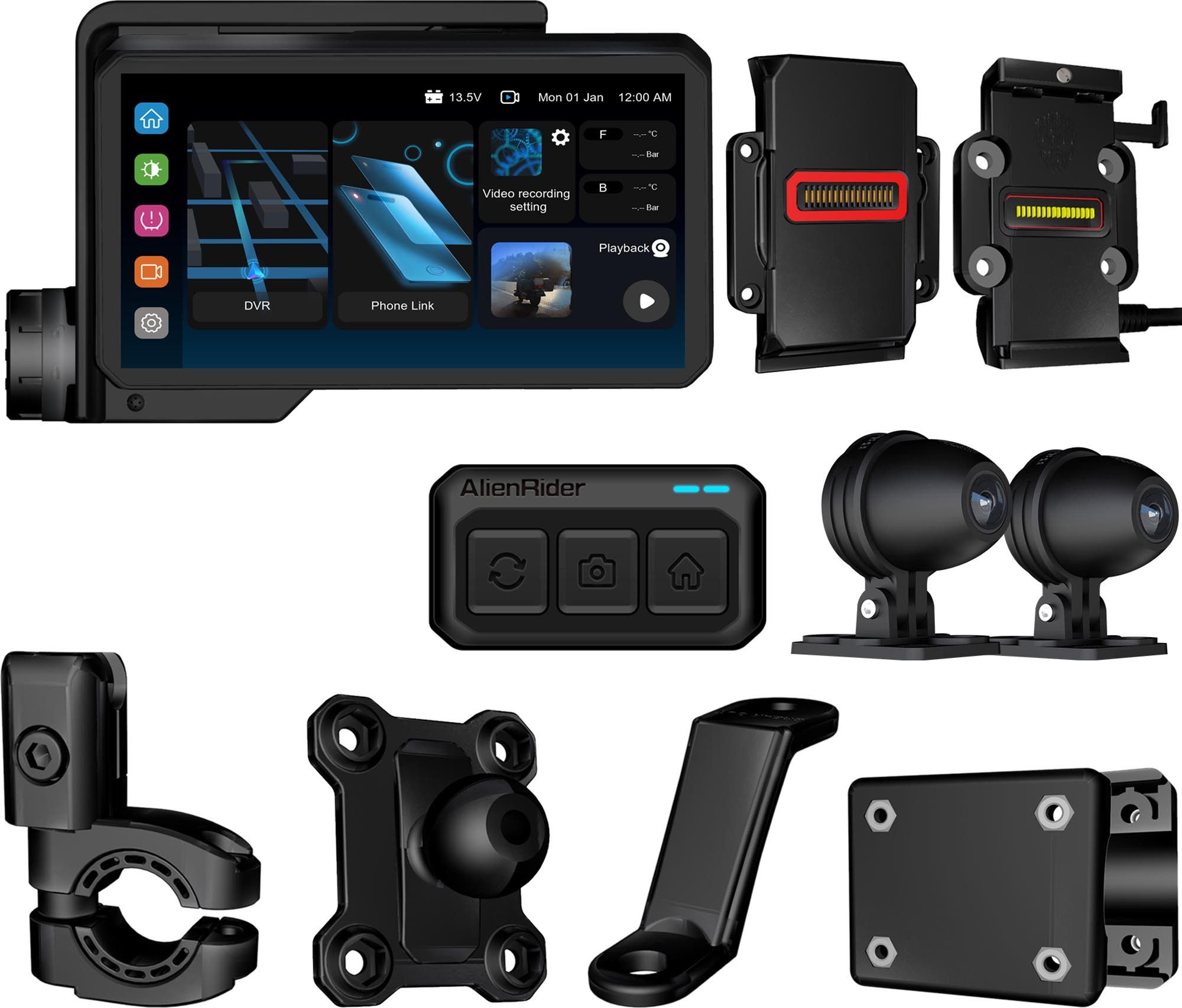 FC-Moto M2-QR Bundle 5 Universal Motorrad Multimediasystem Motorrad-Navigationsgerät (robust)