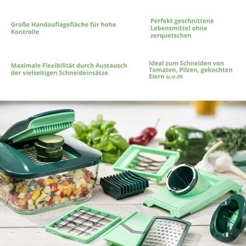 Genius Gemüseschneider Nicer Dicer Chef, 18tlg. Würfelschneider, Auffangbehälter 3300ml, Glasschüssel 2800ml