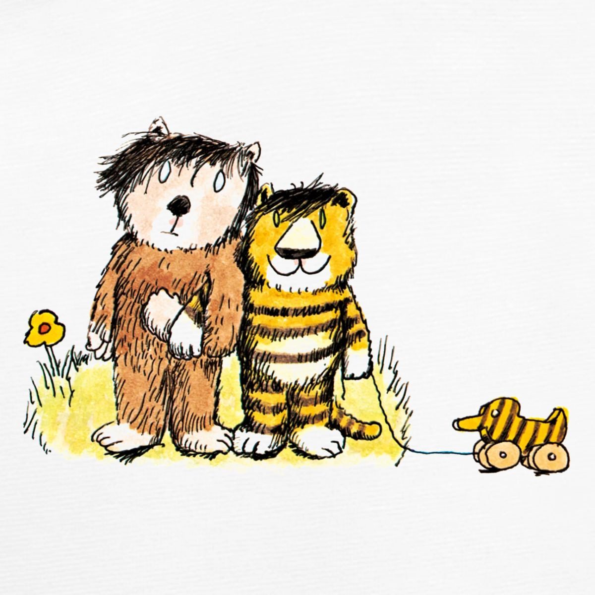 Spreadshirt Langarmbody Janosch Tiger, Bär und Tigerente auf Wiese Tages Baby Body Langarm (1-tlg)