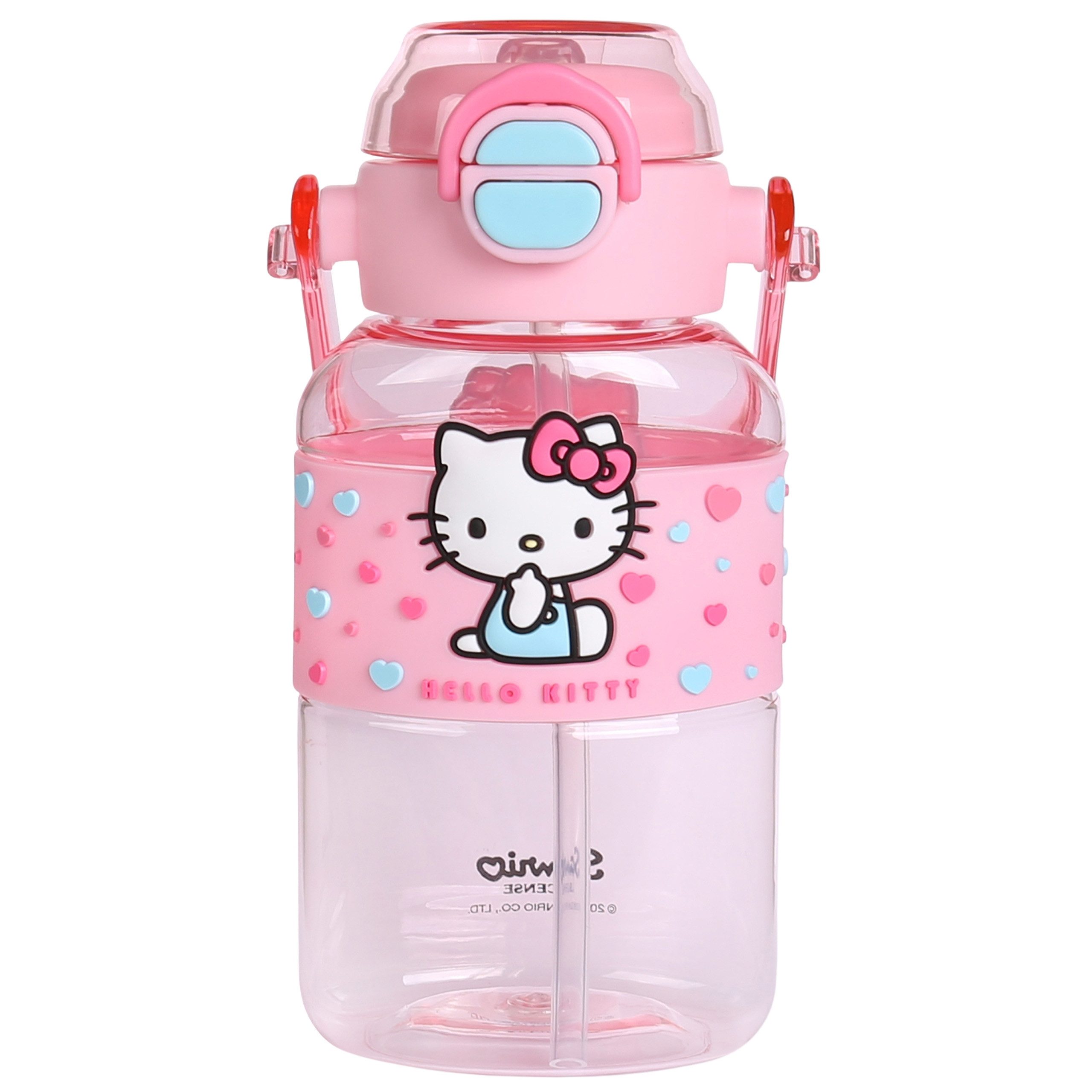 Hello Kitty Trinkflasche Hello Kitty Trinkflasche mit Griff und Trinkhalm, 650 ml