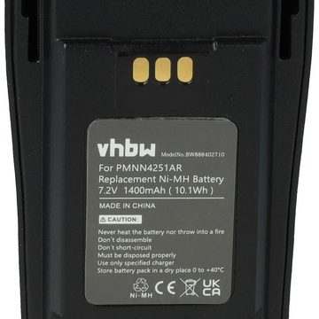 vhbw Ersatz für Motorola NNTN4851AC, NNTN4851A, NNTN4851, NNTN4497AR für Akku NiMH 1400 mAh (7,2 V)