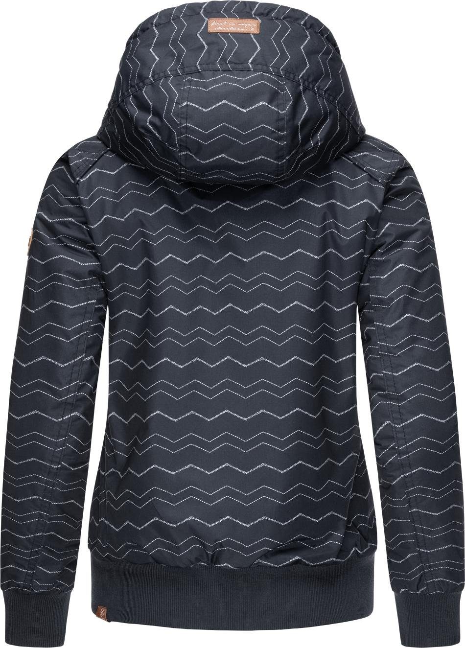 Ragwear Outdoorjacke Druna Zig Zag Winter sportliche Winterjacke mit Kapuze und Print