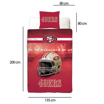 Wendebettwäsche NFL American Football Bettwäsche San Francisco 49ers Linon / Renforcé, BERONAGE, Baumwolle, 2 teilig, 135x200 + 80x80 cm