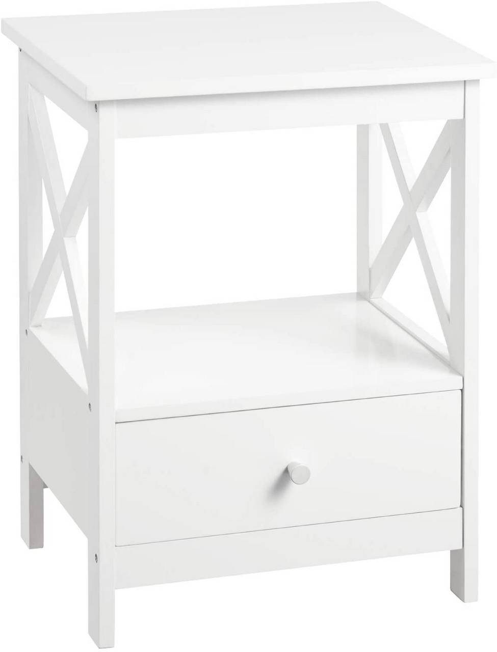 EUGAD Nachttisch (1-St), Beistelltisch aus MDF mit Schublade und Ablage Weiß
