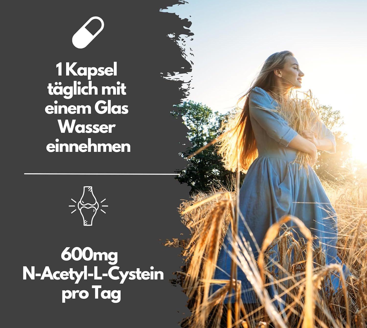 NAC Kapseln, hochdosiert, 600mg pro Kapsel, mit Vitamin C, 180 Stück Kapseln, 134 g