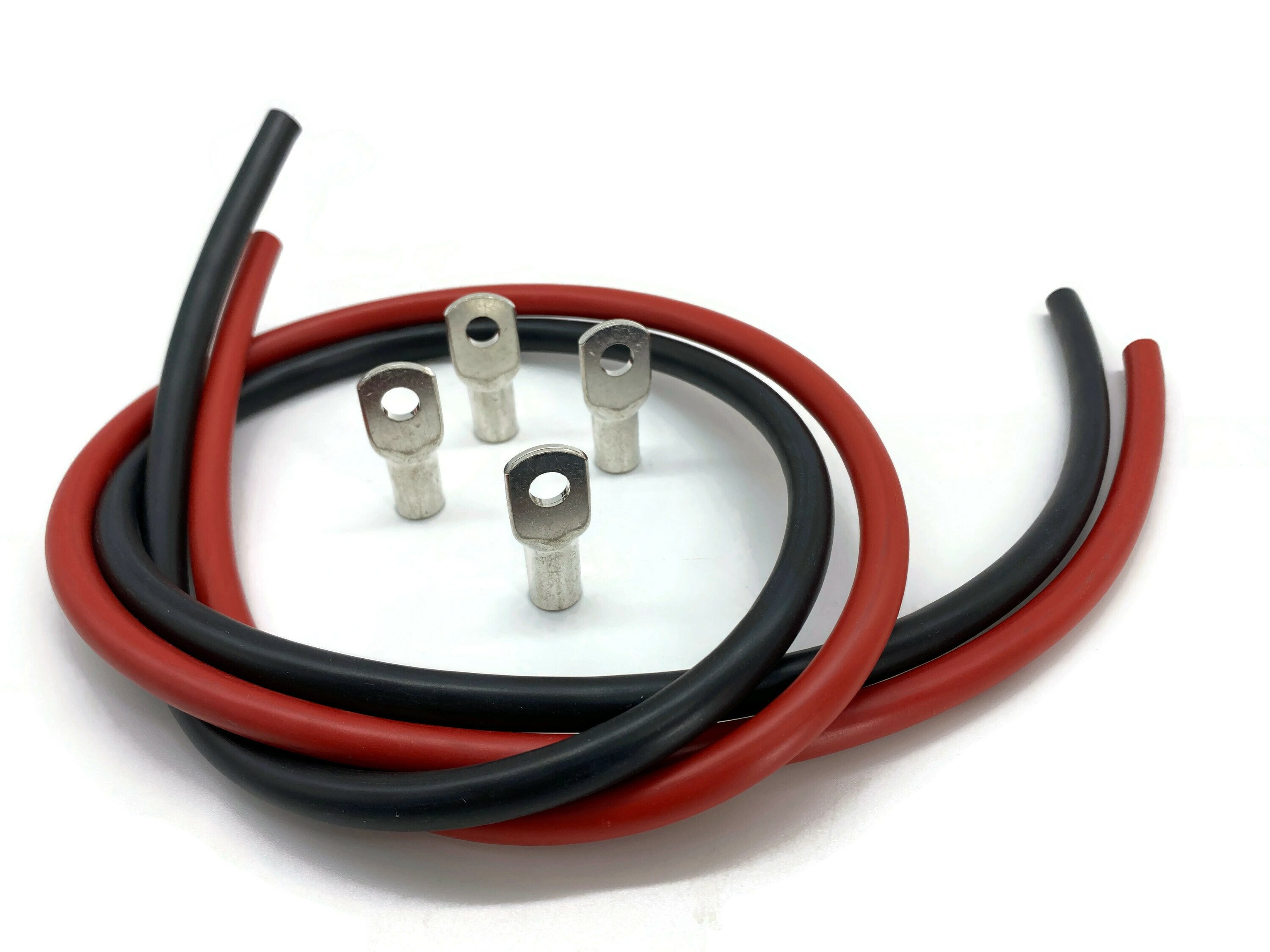 eXODA Kabel 35mm2 M8 4x Ringöse mit jeweils 1m rot und schwarz Batteriekabel, Kabelschuhe unverpresst (100 cm)
