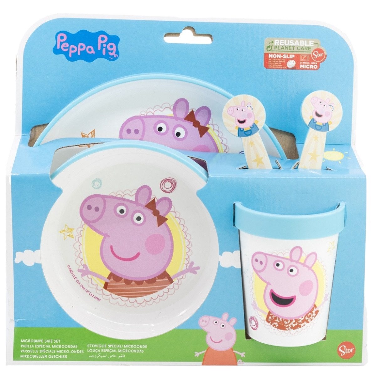 Peppa Pig Trinkflasche Teller-Set Mikrowellengeeignet 5-teiliges Kindergeschirr