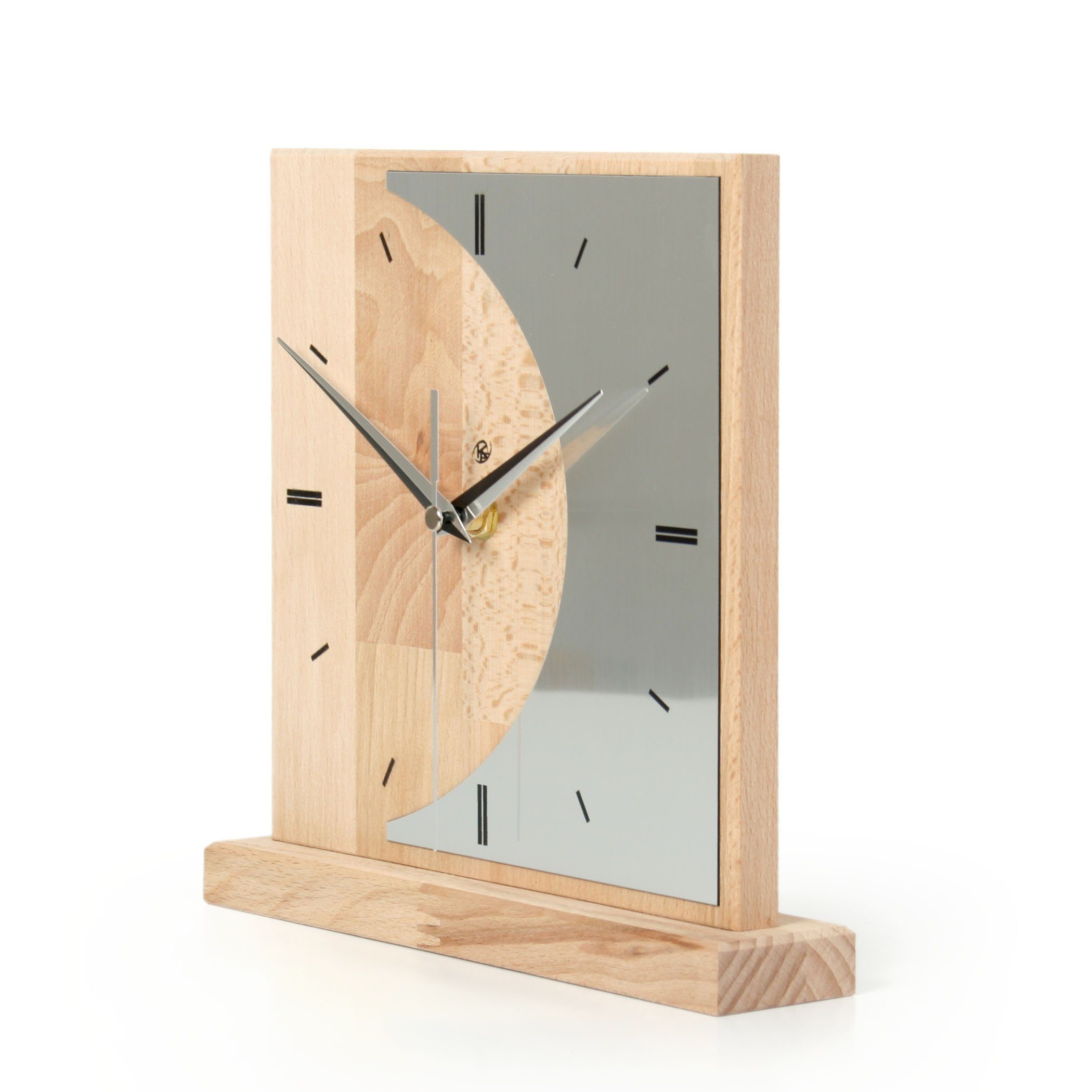 Kreative Feder Standuhr Designer-STANDUHR „Silvermoon“ aus Massivholz, ohne Ticken, Funk- oder Quarzuhrwerk, elegant, außergewöhnlich, modern – Bild 4 von 5