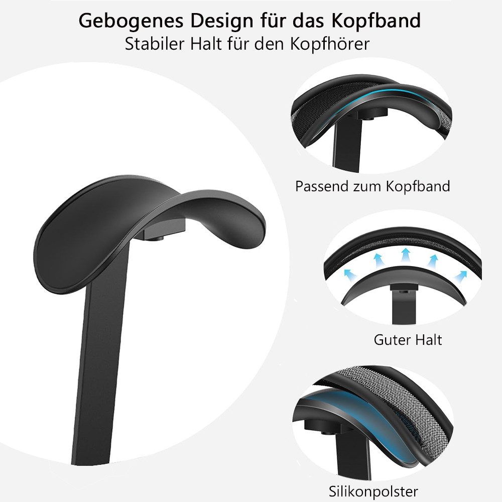 TUWENA Kopfhörerständer Kopfhörer Ständer, Abnehmbare Schwerer Gaming Headset Halterung, (Headset Halterung mit Rutschfestem Silikon, für Alle Kopfhörergrößen)