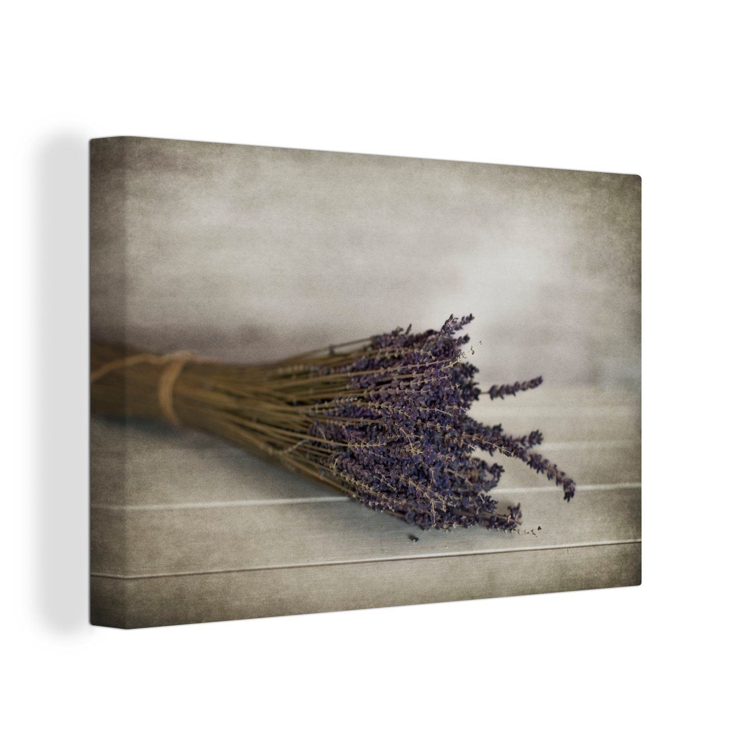 OneMillionCanvasses® Leinwandbild Blumenstrauß aus getrocknetem Lavendel, (1 St), Wandbild Leinwandbilder, Aufhängefertig, Wanddeko, 30x20 cm