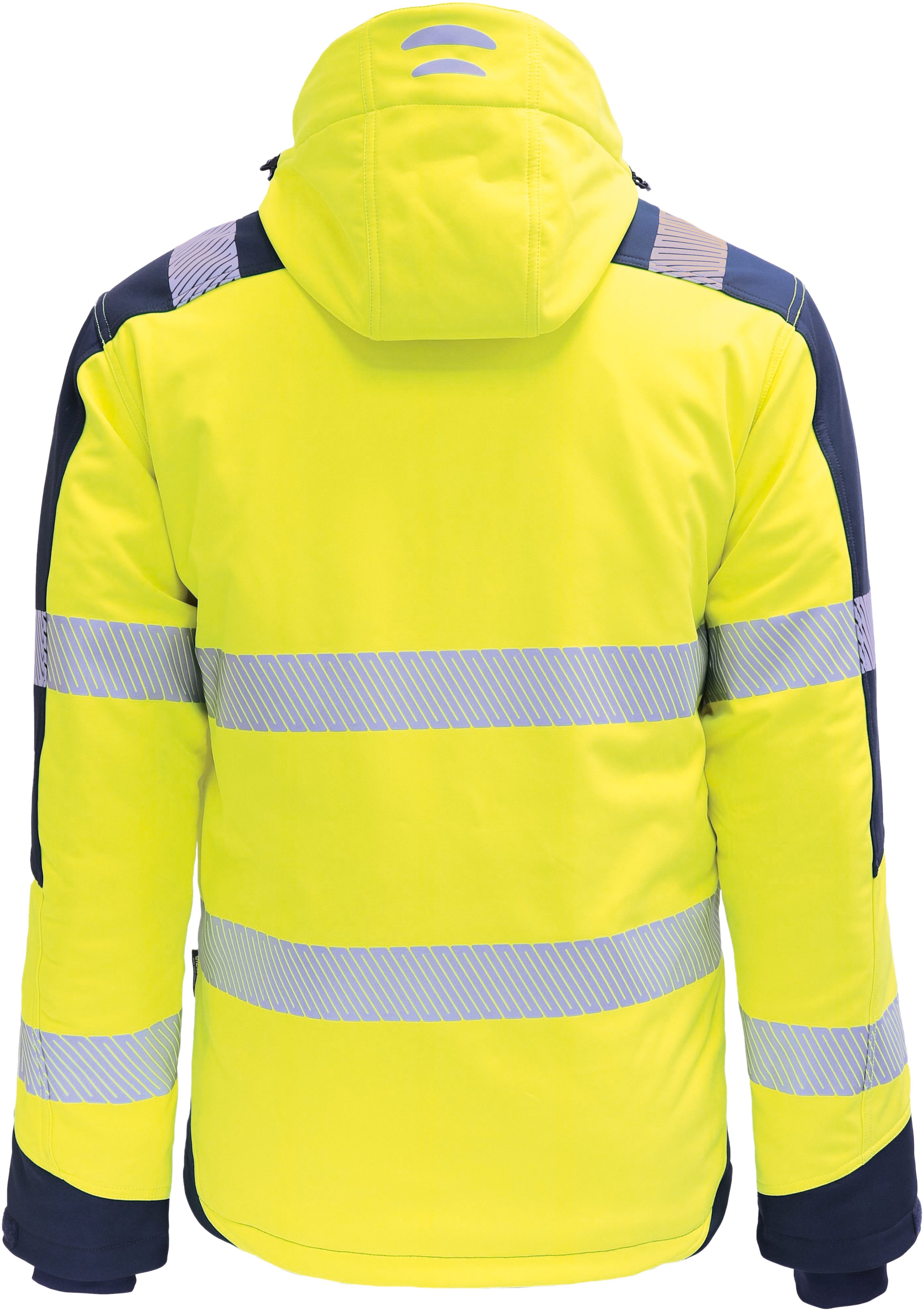 vizwell Softshelljacke Herren Warnschutz Winter-Softshelljacke Arbeitsjacke mit Kapuze robust, wärmend und zertifiziert