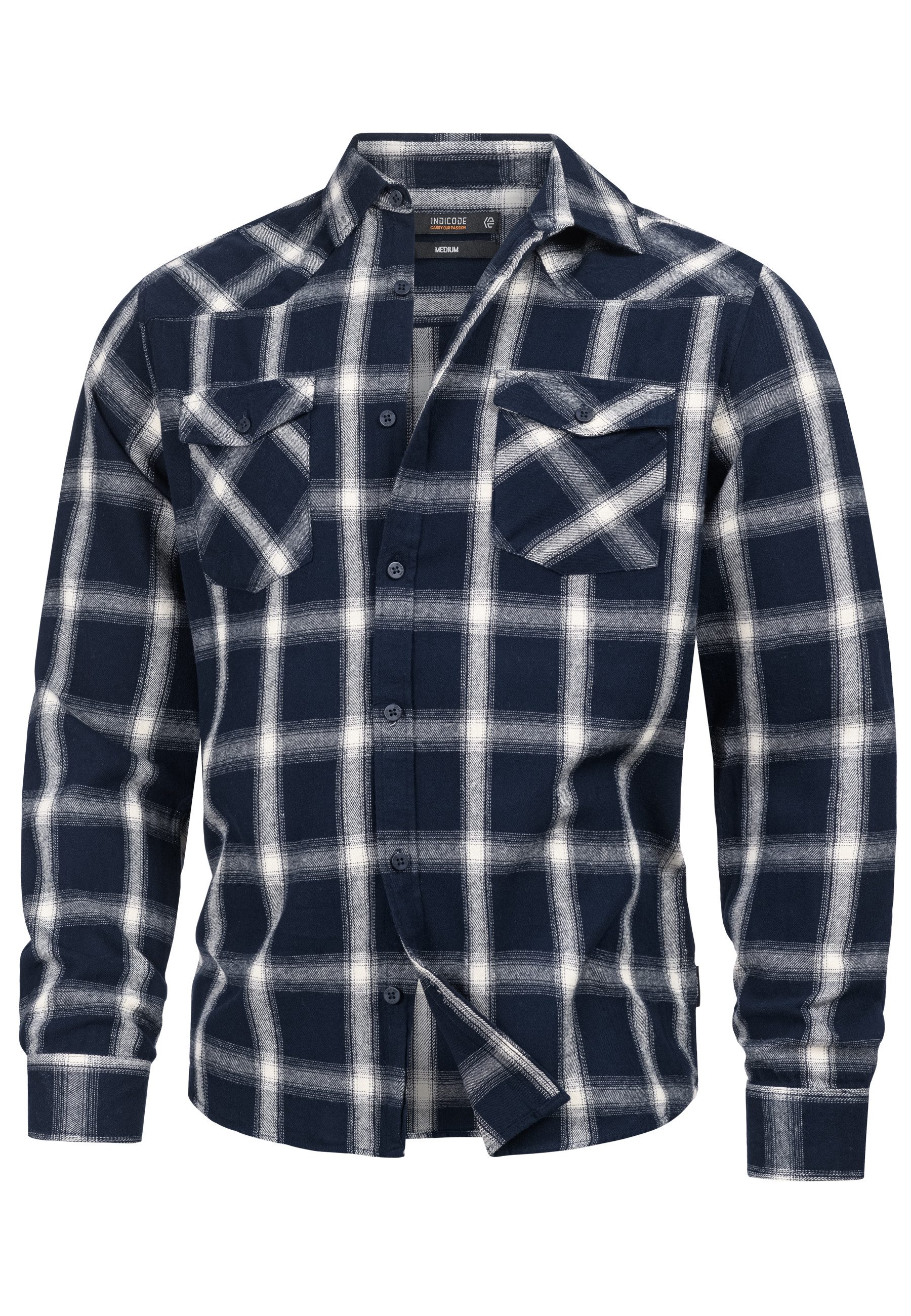 Indicode Langarmhemd Herren Altin Herrenhemd Langarm Flanellhemd im Karo-De günstig online kaufen