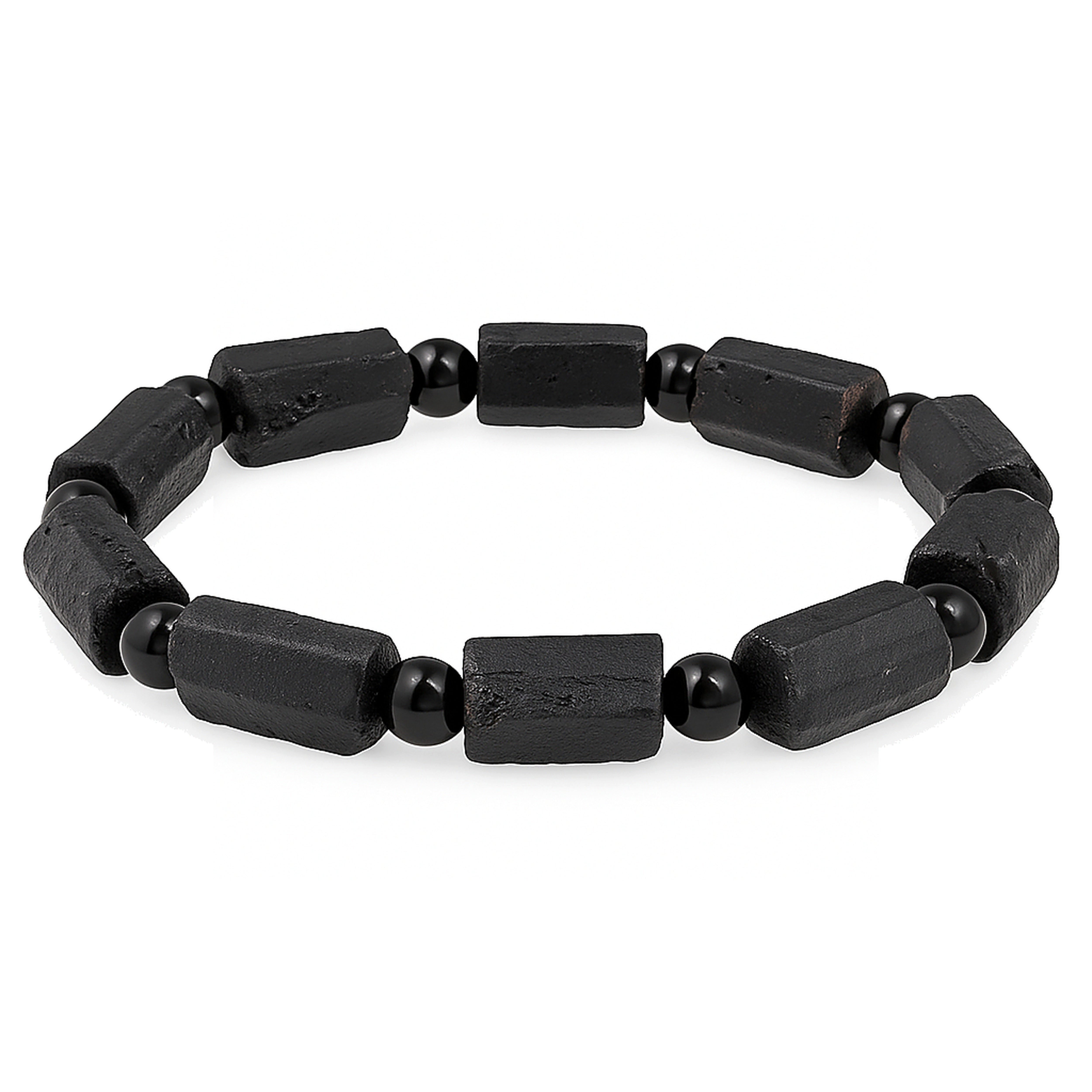 Lebensquelle Plus Armband Kristallarmband mit Kugelelement 19 cm, Turmalin, schwarz (Schörl)