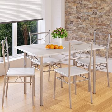 Casaria Essgruppe Paul, (5-tlg), Esstisch mit 4 Stühlen für Esszimmer Küche 5tlg. Sitzgruppe Robust