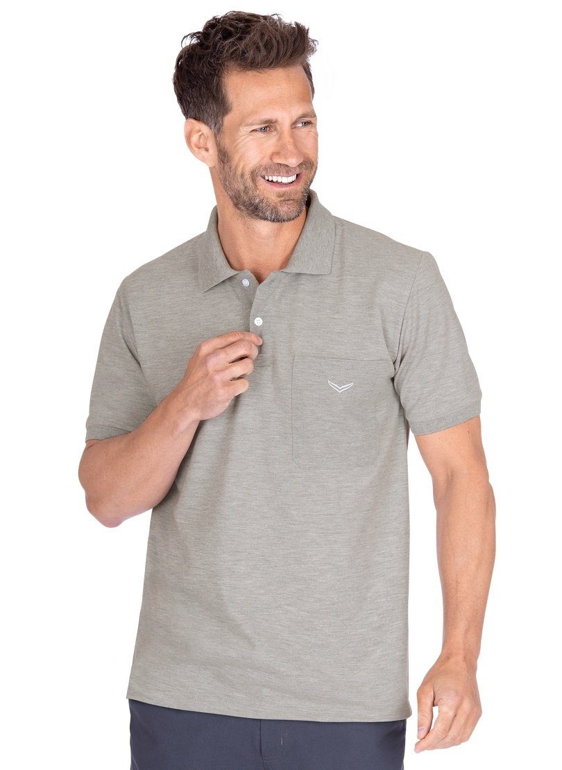 Trigema Poloshirt TRIGEMA Polohemd mit Brusttasche grau-melange | Poloshirts
