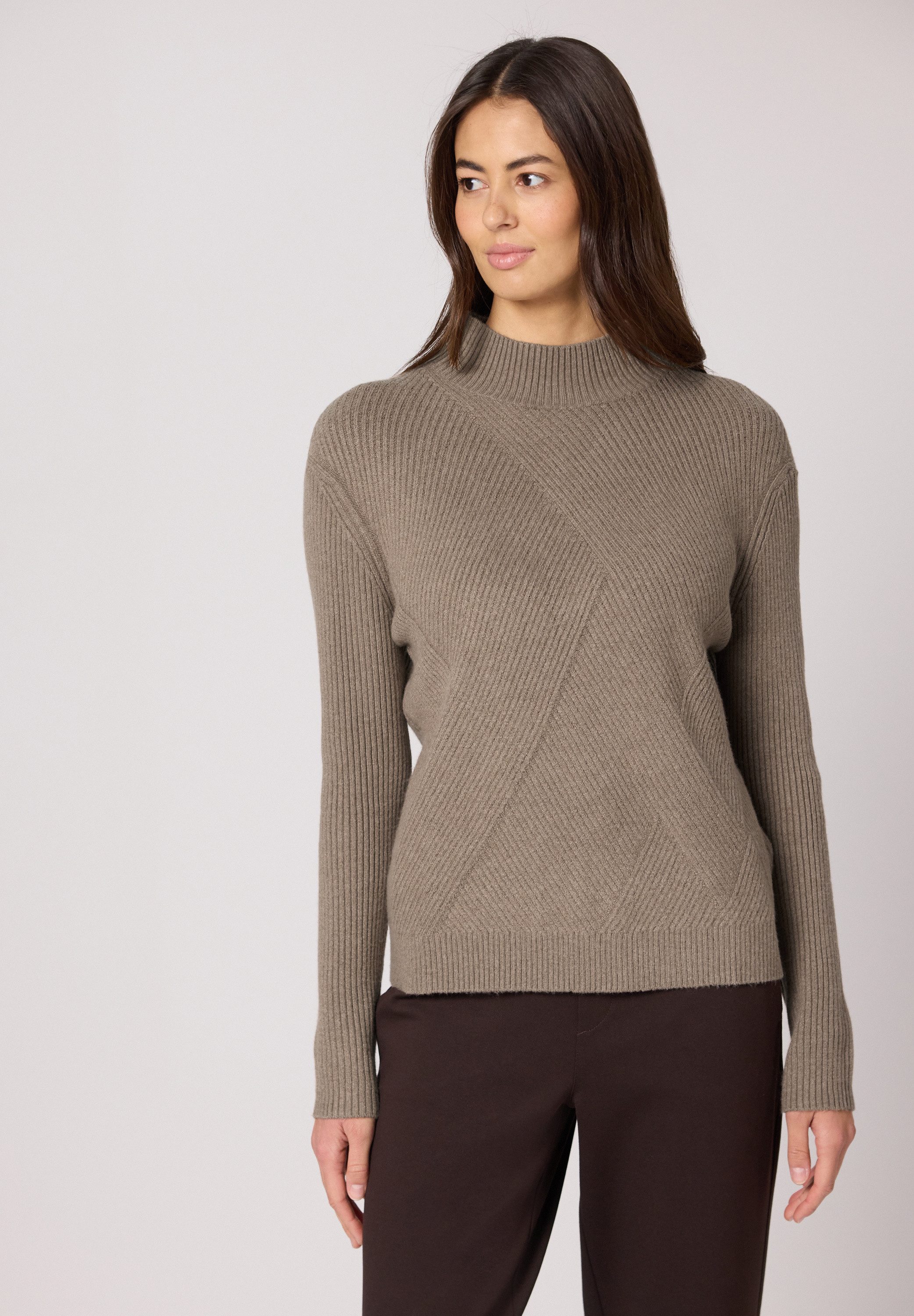 STREET ONE Stehkragenpullover mit Streifen-Struktur