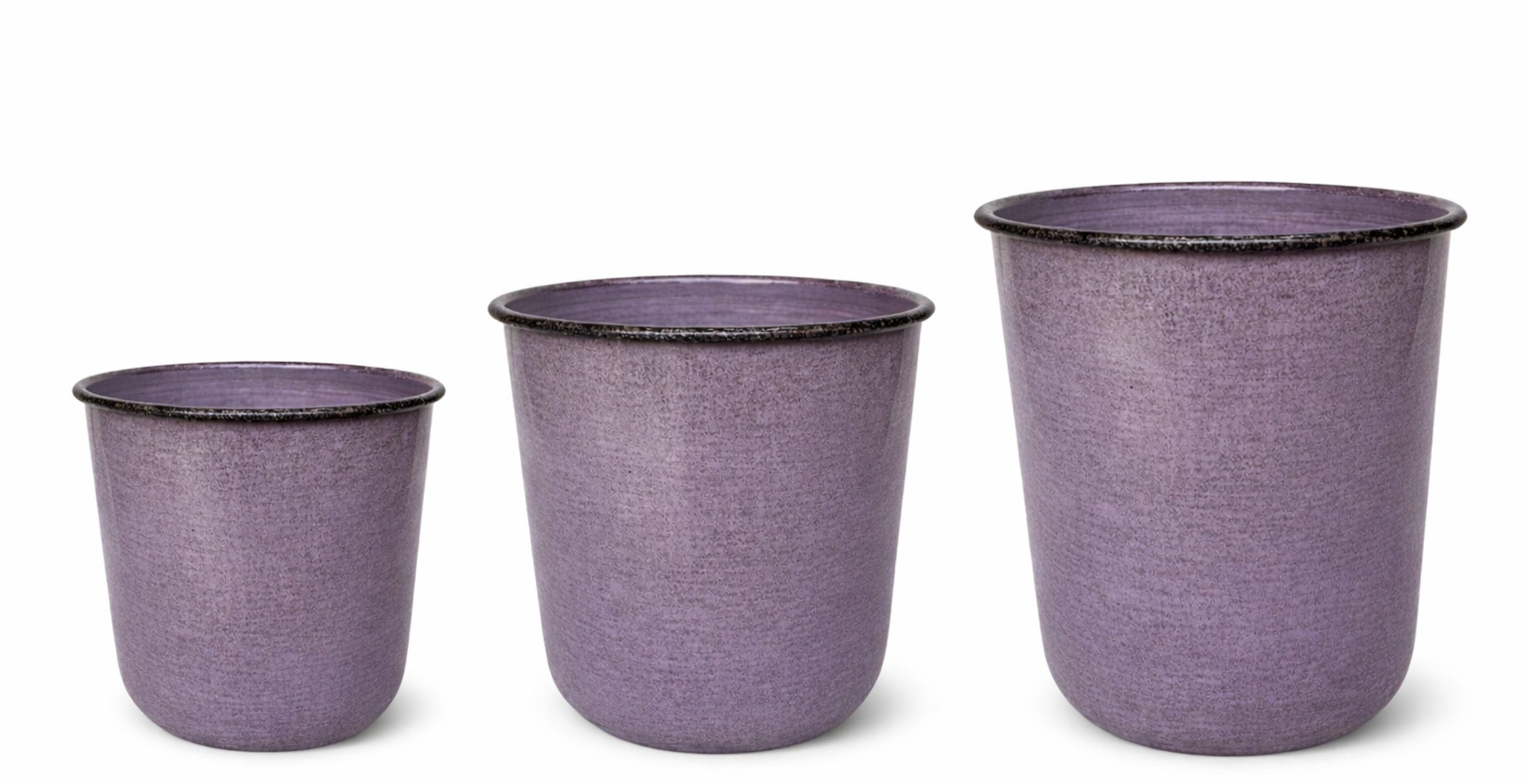 finehomegarden Pflanzkübel Metall Kübel Pflanzgefäß violett Pflanztopf Ø26+28+32cm Blumenkübel (1 St), Pflanzschale Blumentopf Garten 3Größen wählbar / Paket