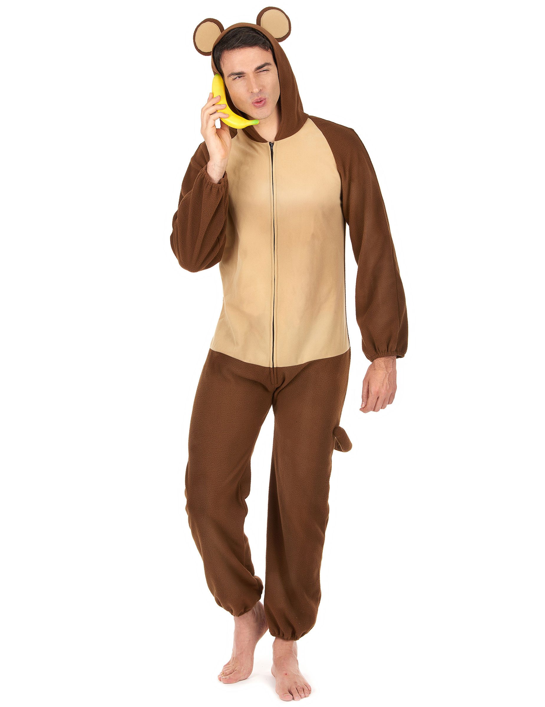 Kostüm Affe Jumpsuit Herrenkostüm Dschungel braun-beige