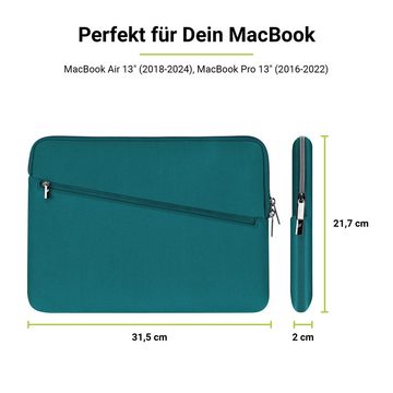 Artwizz Laptop-Hülle Neoprene Sleeve Pro, Notebook Schutzhülle mit Zubehör-Fach, Petrol 13 Zoll, MacBook Air 13" (2018-2024), MacBook Pro" 13 (2016-2020)